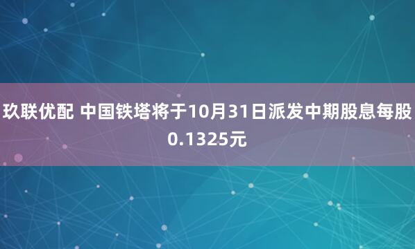 玖联优配 中国铁塔将于10月31日派发中期股息每股0.1325元